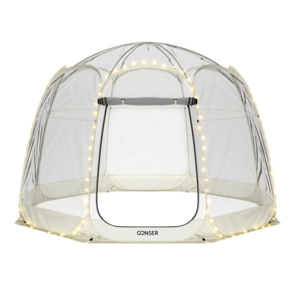 Pop-Up Bubble Zelt LED 8-10 Personen 3.8 m transparent/weiss