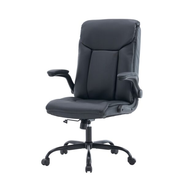 Bürostuhl Leder OPTIMUS schwarz – Bild 3
