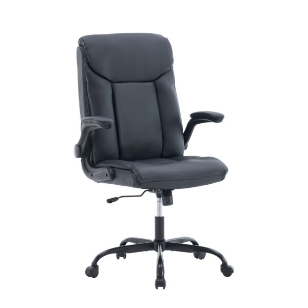 Bürostuhl Leder OPTIMUS schwarz – Bild 4