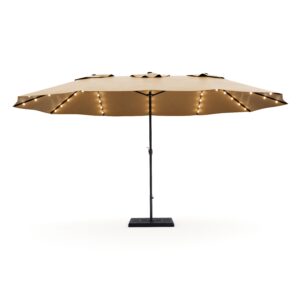 Doppel-Sonnenschirm OZE mit LED 460 x 270 cm braun