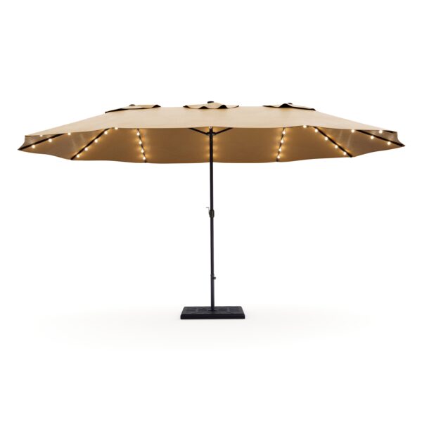 Doppel-Sonnenschirm OZE mit LED 460 x 270 cm braun