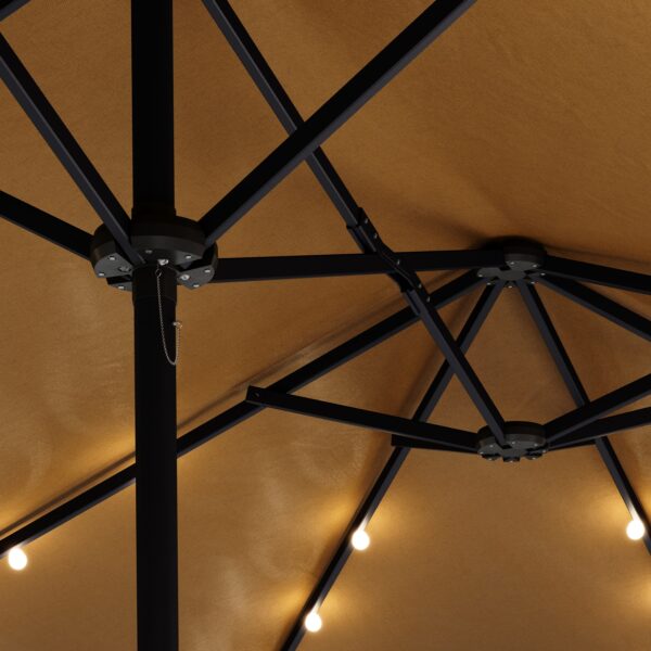 Doppel-Sonnenschirm OZE mit LED 460 x 270 cm braun – Bild 6