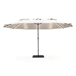 Doppel-Sonnenschirm OZE mit LED 460 x 270 cm weiss