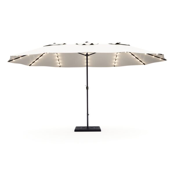 Doppel-Sonnenschirm OZE mit LED 460 x 270 cm weiss