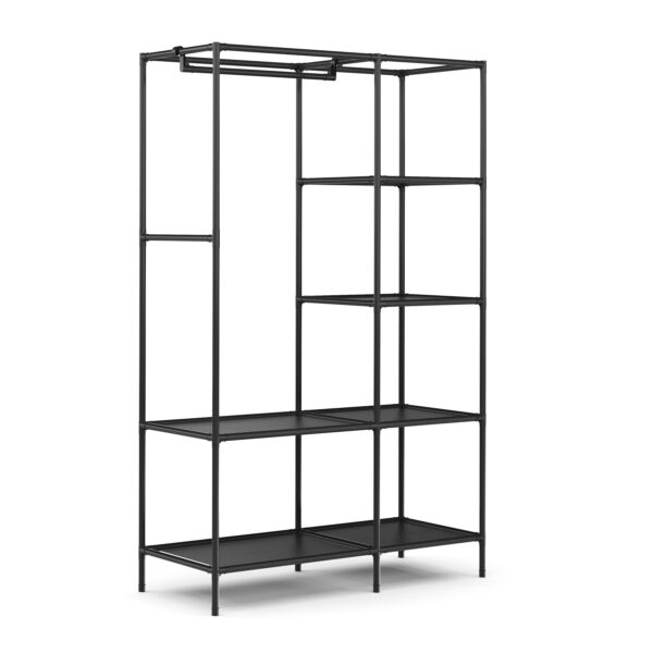 Faltschrank mit rollbaren Türen 105 x 168 cm schwarz – Bild 3