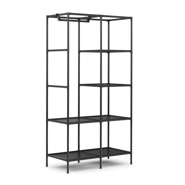 Faltschrank mit rollbaren Türen 85 x 168 cm schwarz – Bild 3