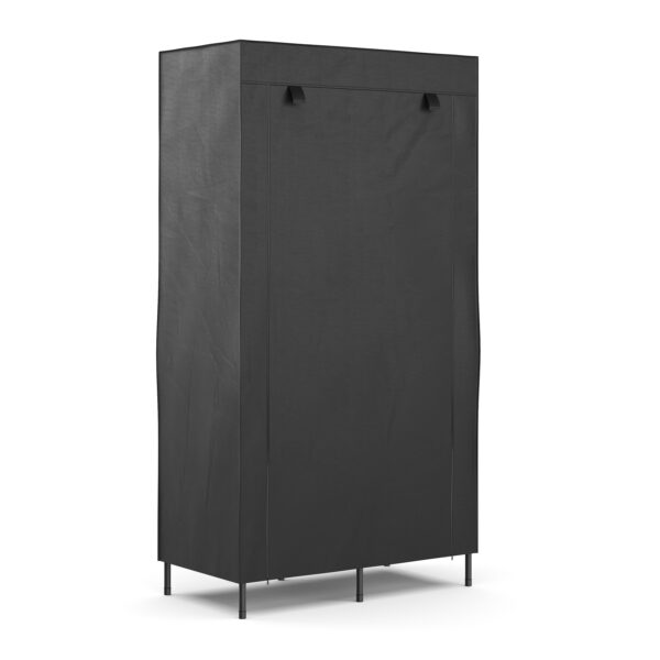 Faltschrank mit rollbaren Türen 85 x 168 cm schwarz – Bild 2