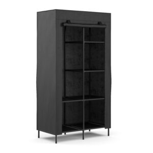 Faltschrank mit rollbaren Türen 85 x 168 cm schwarz