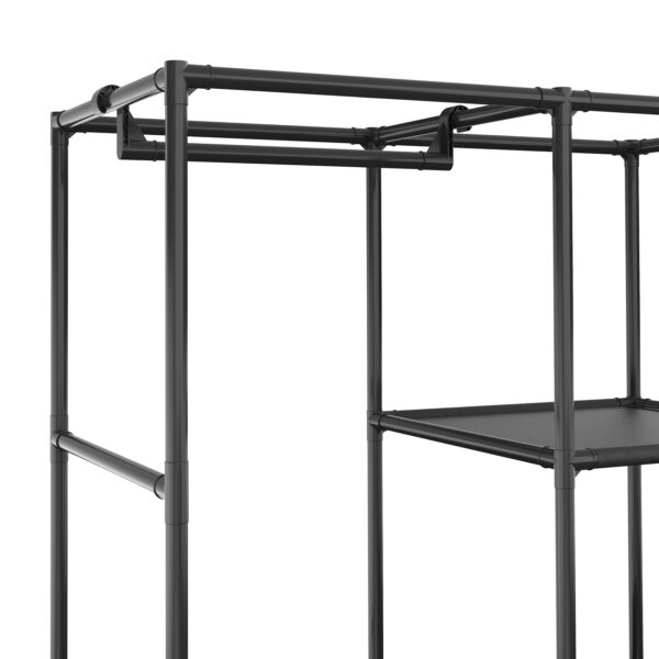 Faltschrank mit rollbaren Türen 85 x 168 cm schwarz – Bild 7