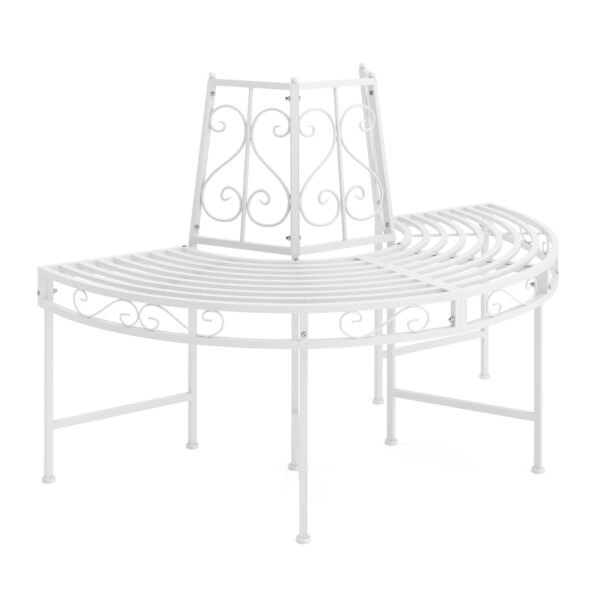 Gartenbank halbrund mit Rückenlehne LISE 124 cm weiss – Bild 2