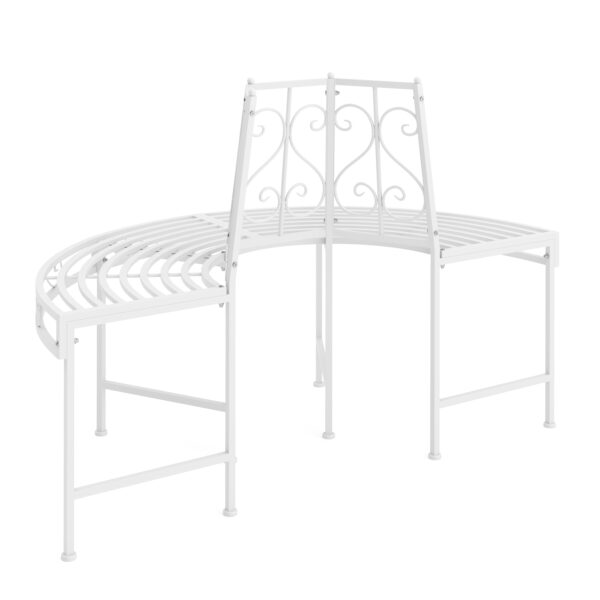 Gartenbank halbrund mit Rückenlehne LISE 124 cm weiss – Bild 4