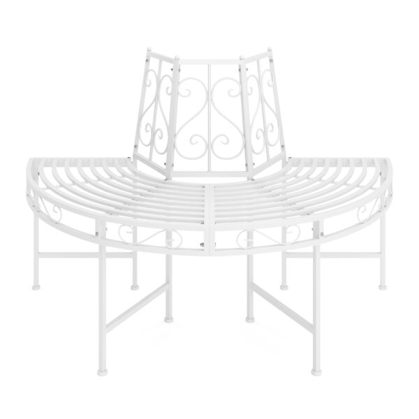 Gartenbank halbrund mit Rückenlehne LISE 124 cm weiss