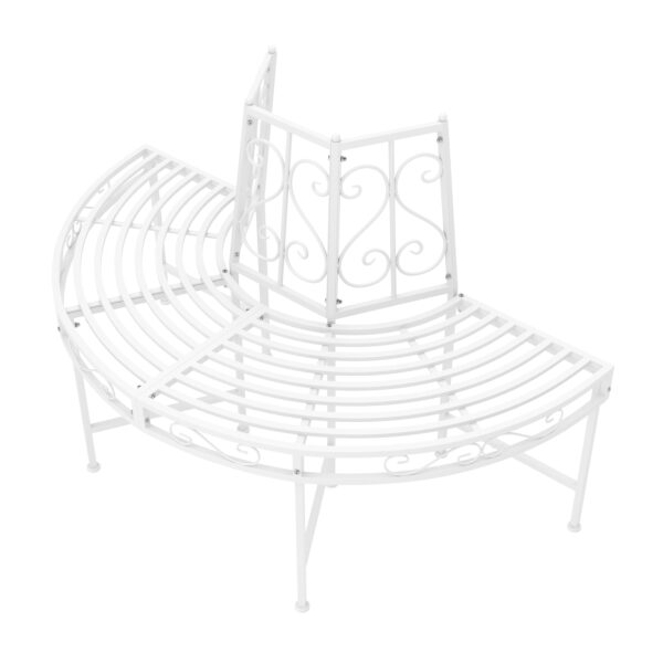 Gartenbank halbrund mit Rückenlehne LISE 124 cm weiss – Bild 3