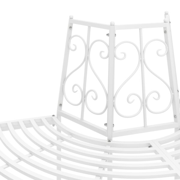 Gartenbank halbrund mit Rückenlehne LISE 124 cm weiss – Bild 6