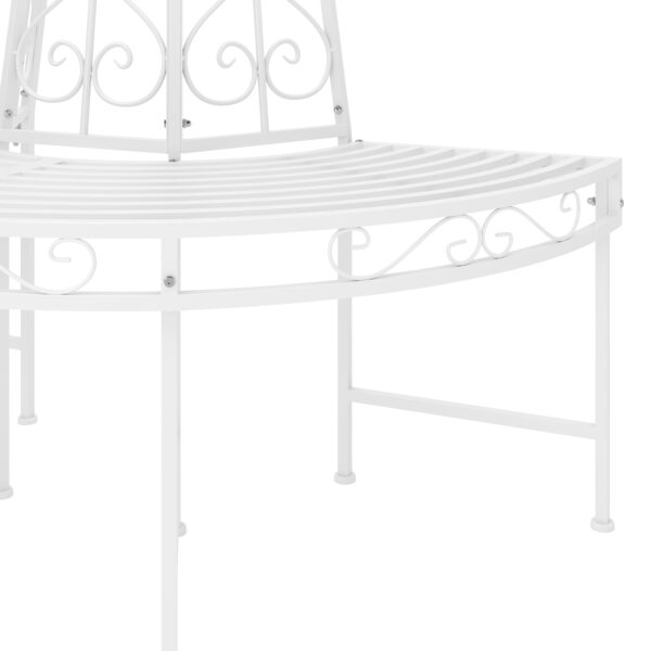Gartenbank halbrund mit Rückenlehne LISE 124 cm weiss – Bild 5