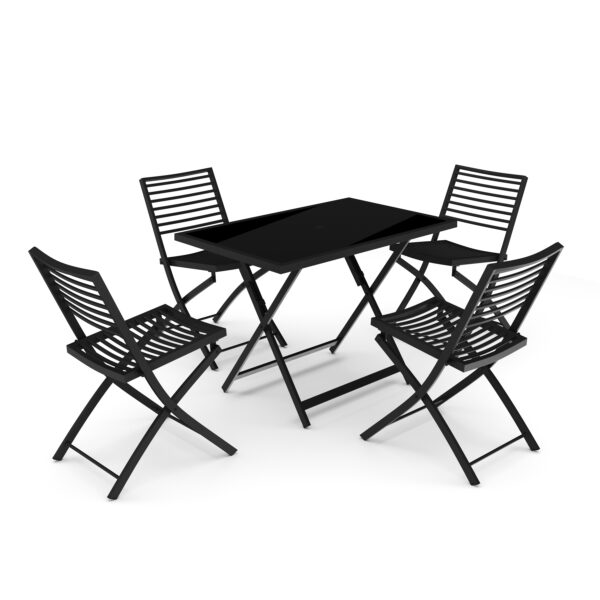 Gartenmöbel Set FABRICE mit Schirmloch schwarz – Bild 5
