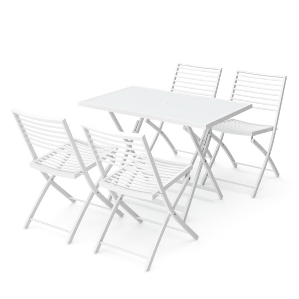 Gartenmöbel Set FABRICE mit Schirmloch weiss – Bild 2