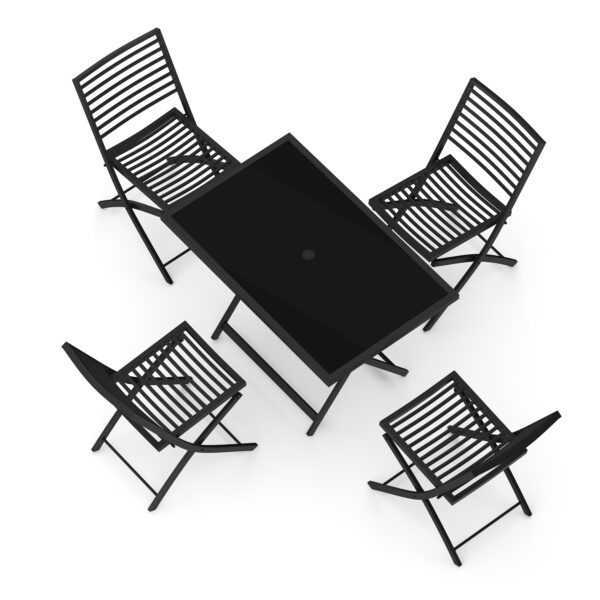 Gartenmöbel Set FABRICE mit Schirmloch schwarz – Bild 6
