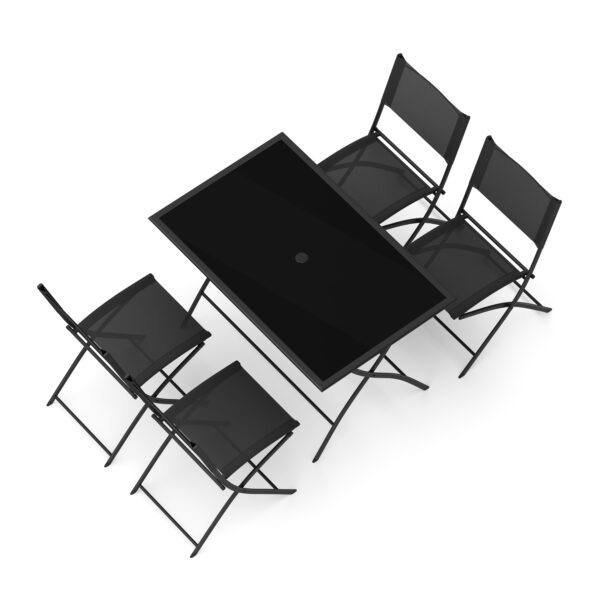 Gartenmöbel Set FILIPPO mit Sonnenschirm schwarz – Bild 5