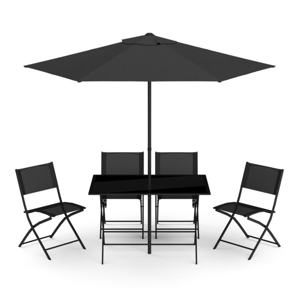Gartenmöbel Set FILIPPO mit Sonnenschirm schwarz – Bild 4