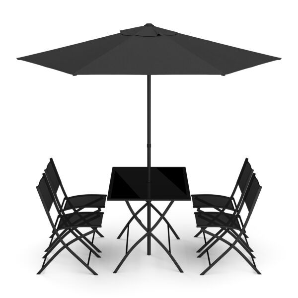 Gartenmöbel Set FILIPPO mit Sonnenschirm schwarz – Bild 3
