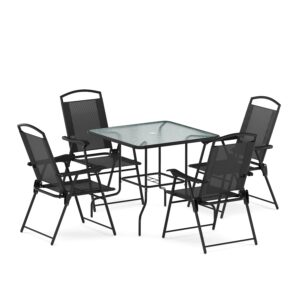 Gartenmöbel Set SILVANO mit Schirmloch schwarz