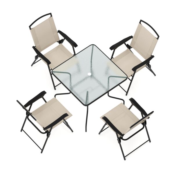 Gartenmöbel Set SILVANO mit Schirmloch beige/schwarz – Bild 3