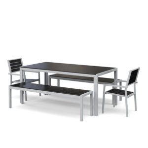 Gartenmöbel Set ZILO 2 Stühle + 2 Bänke anthrazit