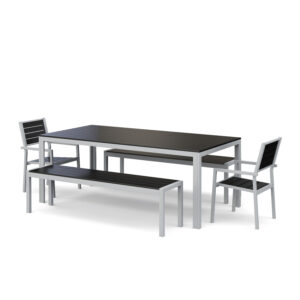Gartenmöbel Set KAVO 2 Stühle + 2 Bänke anthrazit