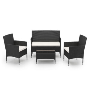 Gartenset Rattan MALIA schwarz/weiss
