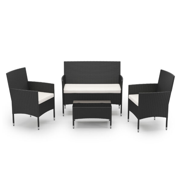Gartenset Rattan MALIA schwarz/weiss