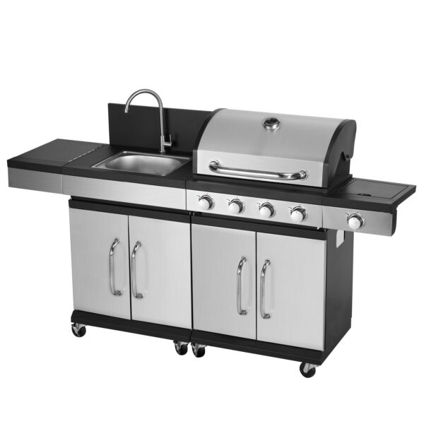 Gasgrill mit Waschbecken AMPATO 4+1 Brenner – Bild 2