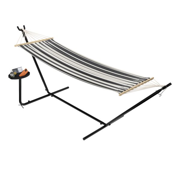 Gestell für Hängematte mit Getränkehalter 300 x 120 cm schwarz – Bild 2