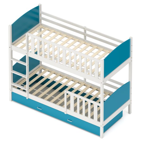 Etagenbett mit Stauraum JOHNNY 90 x 200 cm blau/weiss – Bild 4