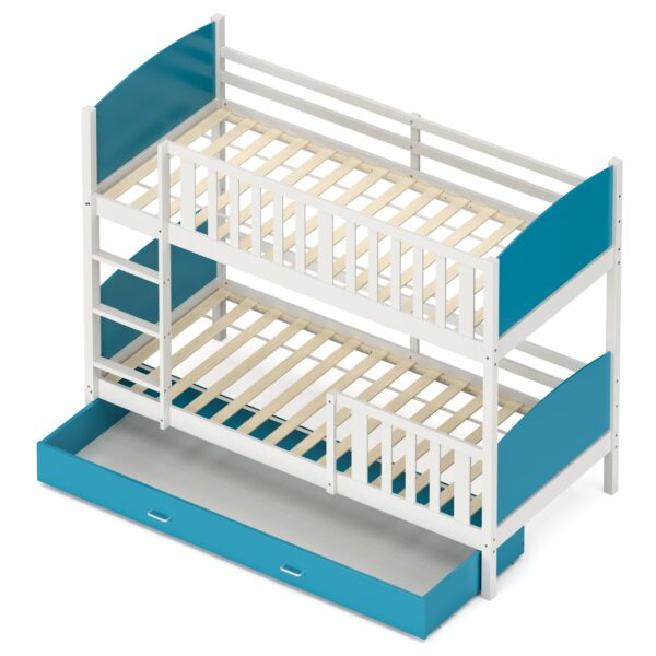 Etagenbett mit Stauraum JOHNNY 90 x 200 cm blau/weiss – Bild 5