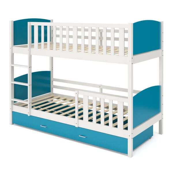 Etagenbett mit Stauraum JOHNNY 90 x 200 cm blau/weiss – Bild 2