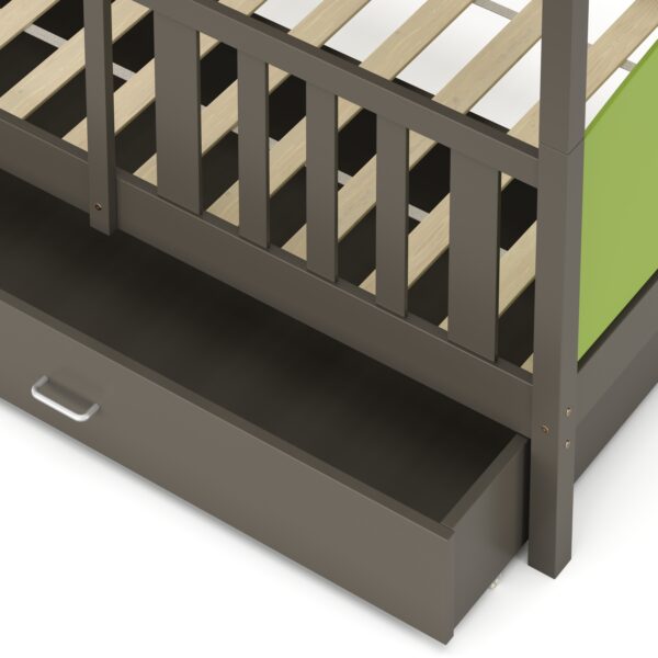 Etagenbett mit Stauraum JOHNNY 90 x 200 cm grün/grau – Bild 8