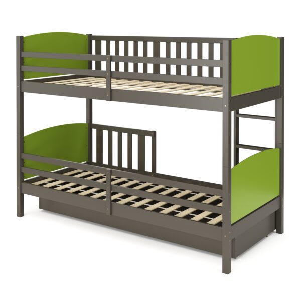 Etagenbett mit Stauraum JOHNNY 90 x 200 cm grün/grau – Bild 7