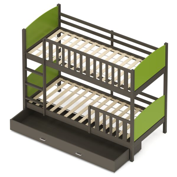 Etagenbett mit Stauraum JOHNNY 90 x 200 cm grün/grau – Bild 5