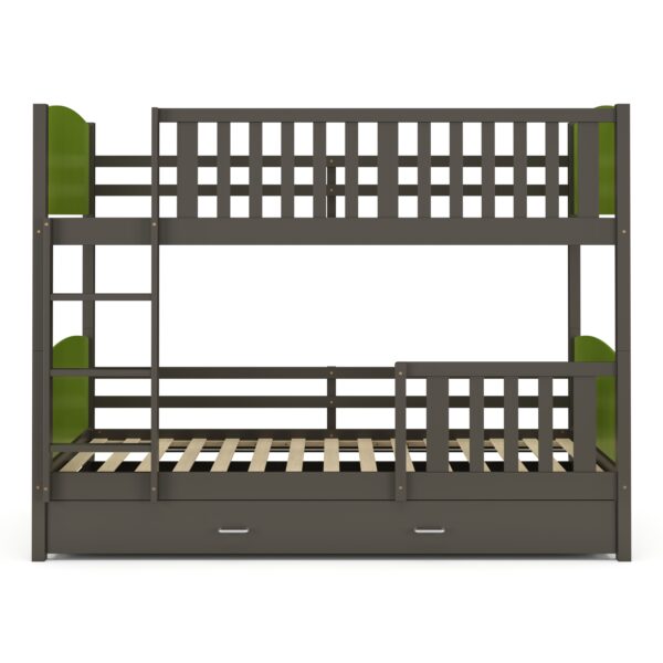 Etagenbett mit Stauraum JOHNNY 90 x 200 cm grün/grau – Bild 3