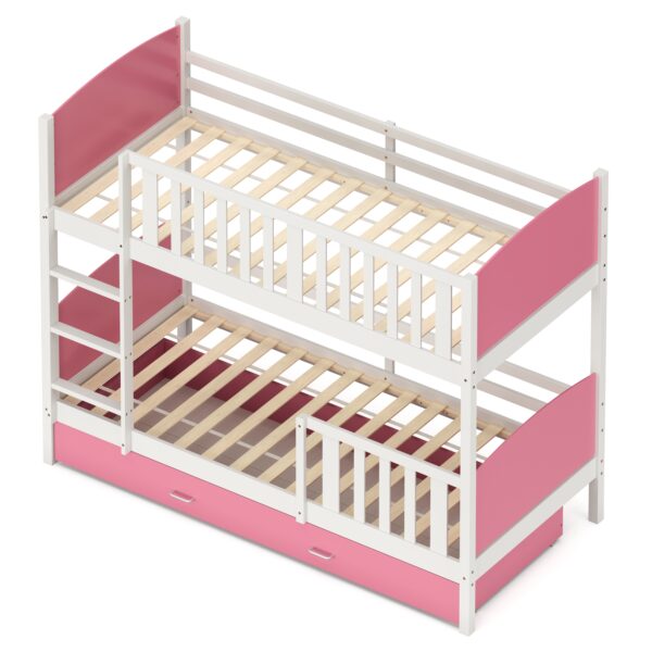Etagenbett mit Stauraum JOHNNY 90 x 200 cm rosa/weiss – Bild 4