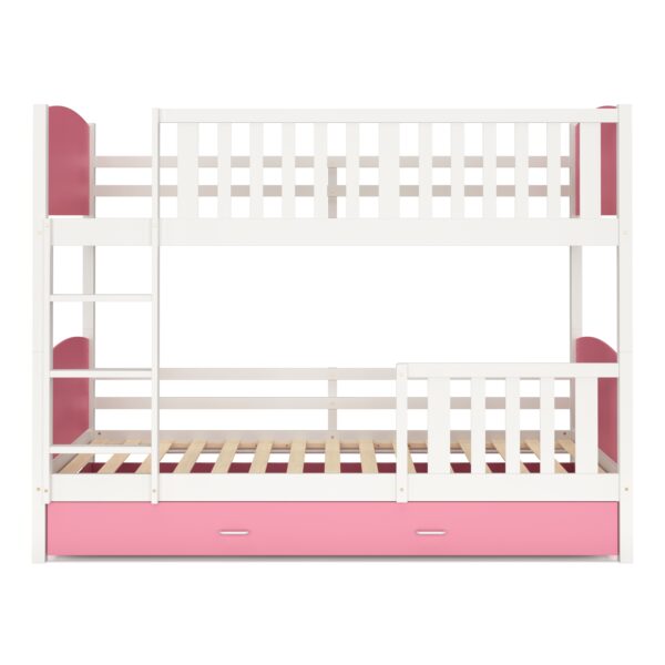 Etagenbett mit Stauraum JOHNNY 90 x 200 cm rosa/weiss – Bild 3