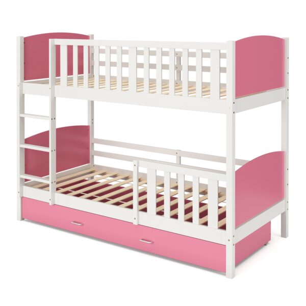 Etagenbett mit Stauraum JOHNNY 90 x 200 cm rosa/weiss – Bild 2