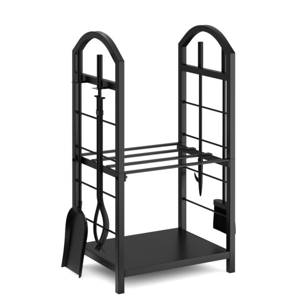 Kaminholzregal mit Kaminbesteck 40 x 30 x 74 cm – Bild 2