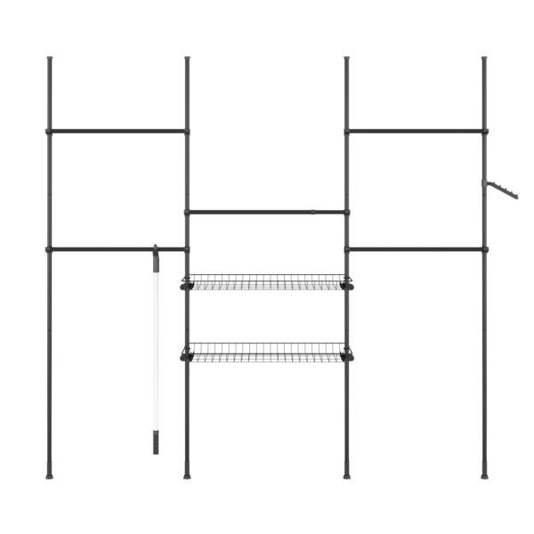 Kleiderständer mit 5 Stangen und 2 Körben verstellbar 200 - 270 cm schwarz – Bild 4