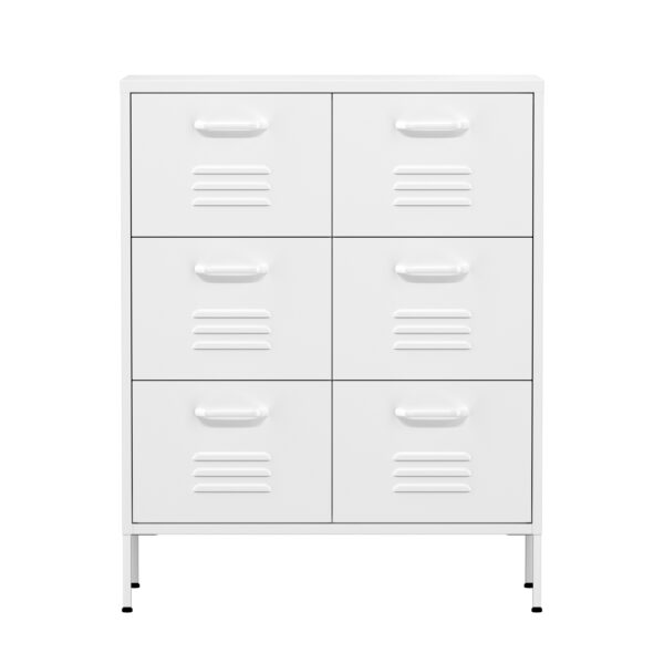 Kommode Metall KLAUS 6 Schubladen 80 x 101 cm weiss – Bild 2