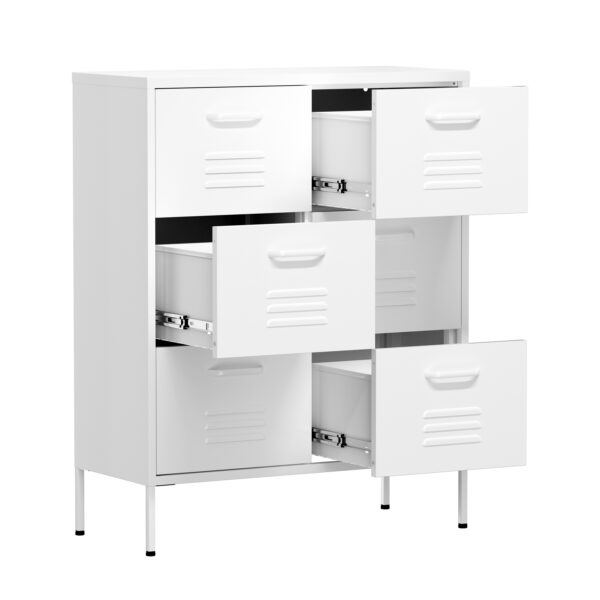 Kommode Metall KLAUS 6 Schubladen 80 x 101 cm weiss – Bild 3