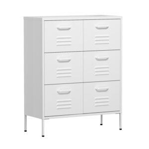 Kommode Metall KLAUS 6 Schubladen 80 x 101 cm weiss