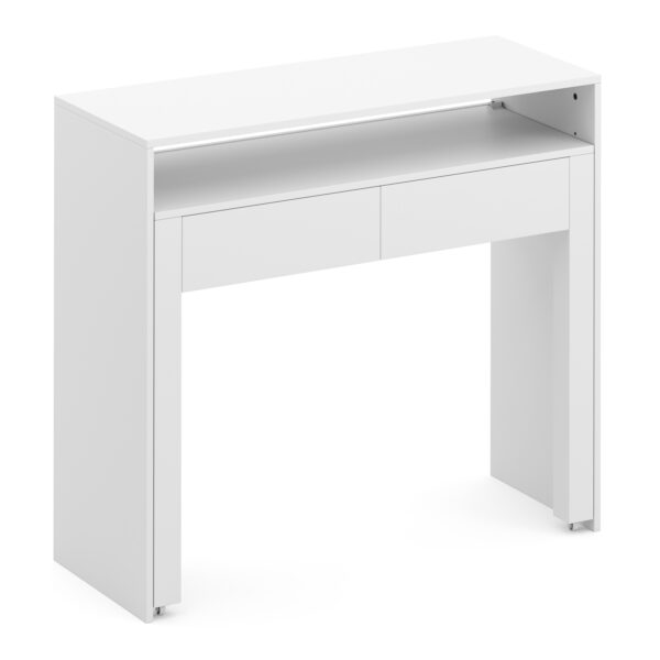 Konsolenschreibtisch ausziehbar mit 2 Schubladen CAROLA weiss – Bild 2