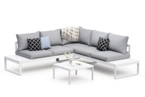 Lounge CAMILA hellgrau/weiss